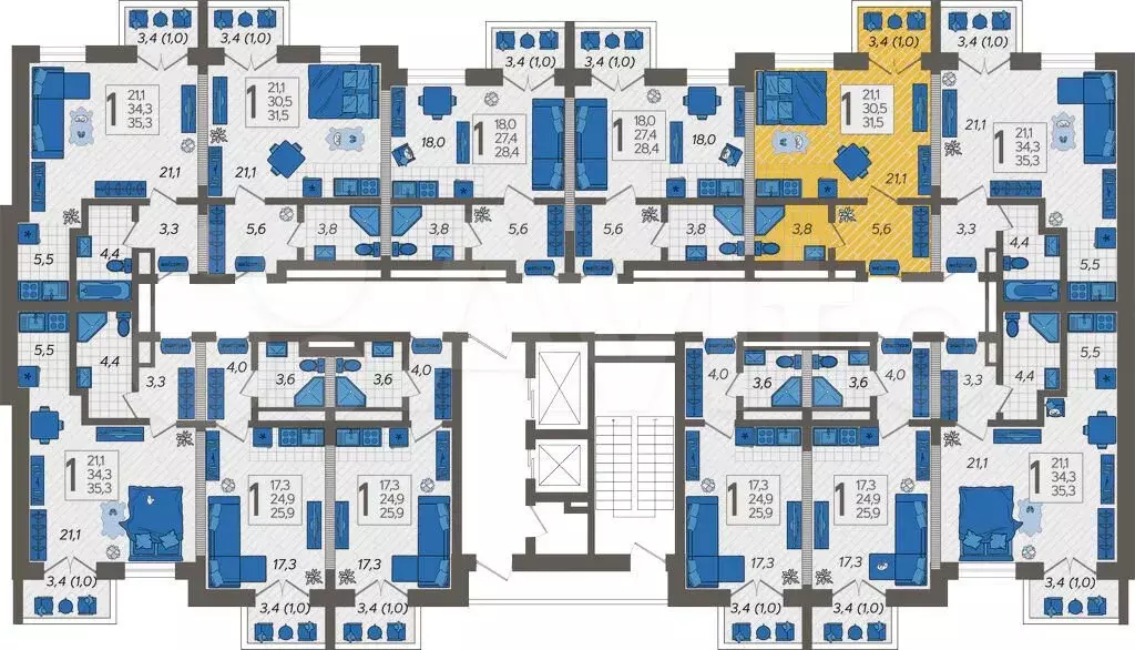 Квартира-студия, 31,5 м, 9/12 эт. - Фото 1