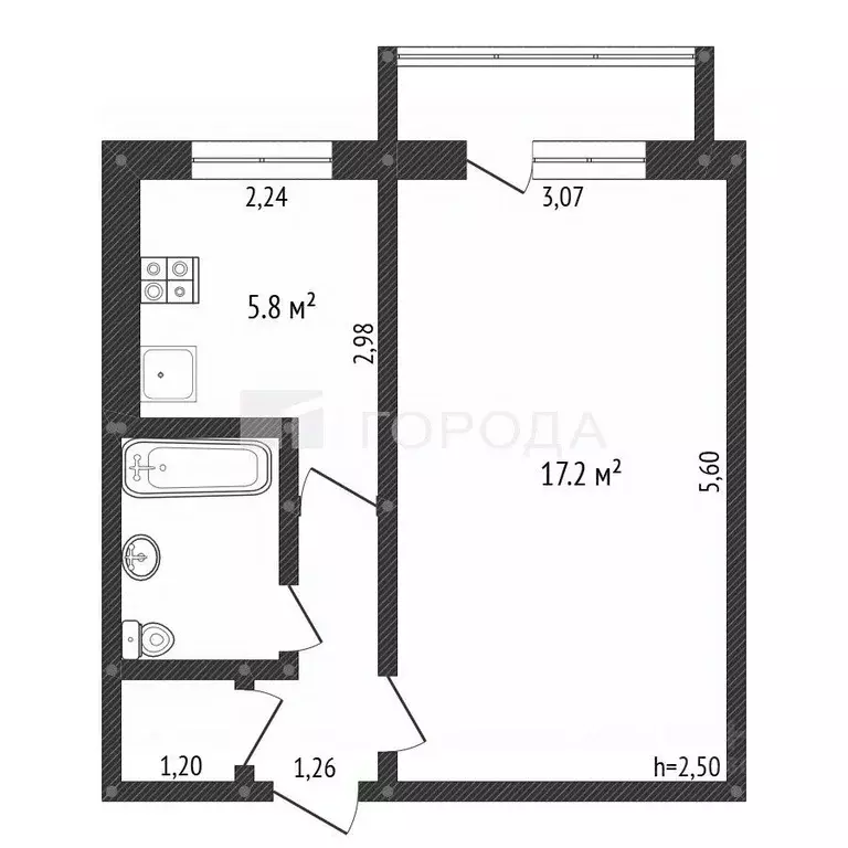 1-к кв. Кемеровская область, Новокузнецк ул. 40 лет ВЛКСМ, 118 (30.0 ... - Фото 2