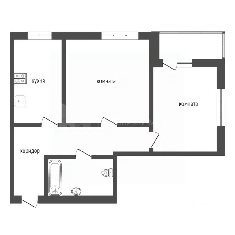 2-к кв. Тюменская область, Тюмень ул. Раушана Абдуллина, 6к1 (54.7 м) - Фото 2
