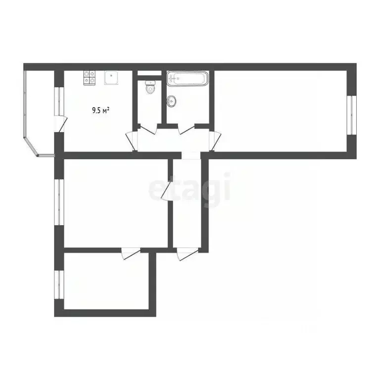 2-к кв. Тюменская область, Тюмень ул. Пермякова, 68 (62.1 м) - Фото 1