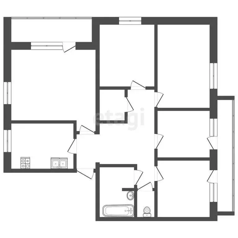 1к в -комнатной квартире (20.5 м) - Фото 1