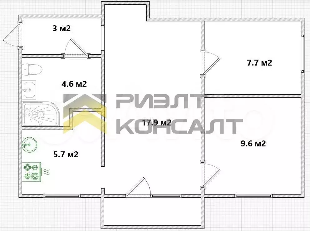 3-к. квартира, 51 м, 5/5 эт. - Фото 0