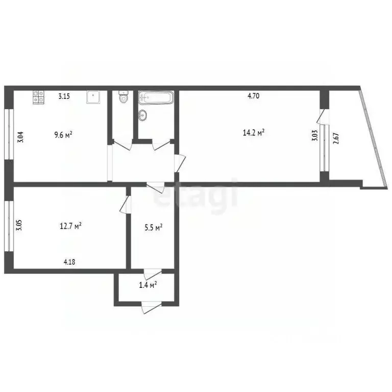 2-к кв. Вологодская область, Череповец ул. Наседкина, 9 (49.3 м) - Фото 1