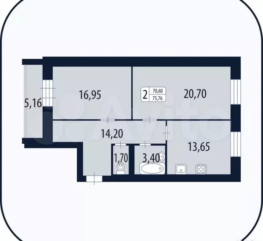 2-к. квартира, 76 м, 1/4 эт. - Фото 0