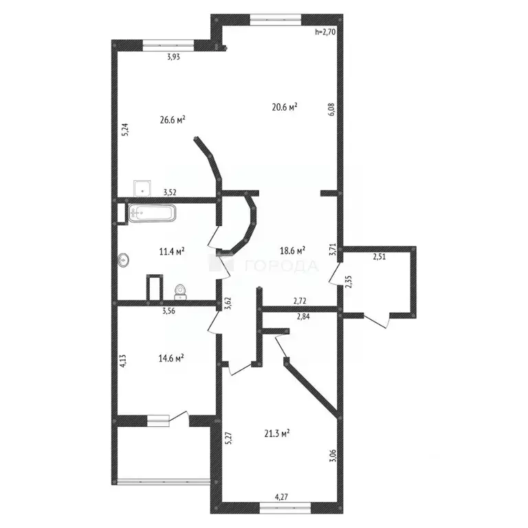 3-к кв. Кемеровская область, Новокузнецк ул. Тольятти, 62/2 (126.1 м) - Фото 2
