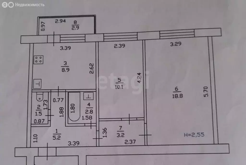 2-комнатная квартира: Горячий Ключ, улица Ленина, 234В/2 (50.5 м) - Фото 0