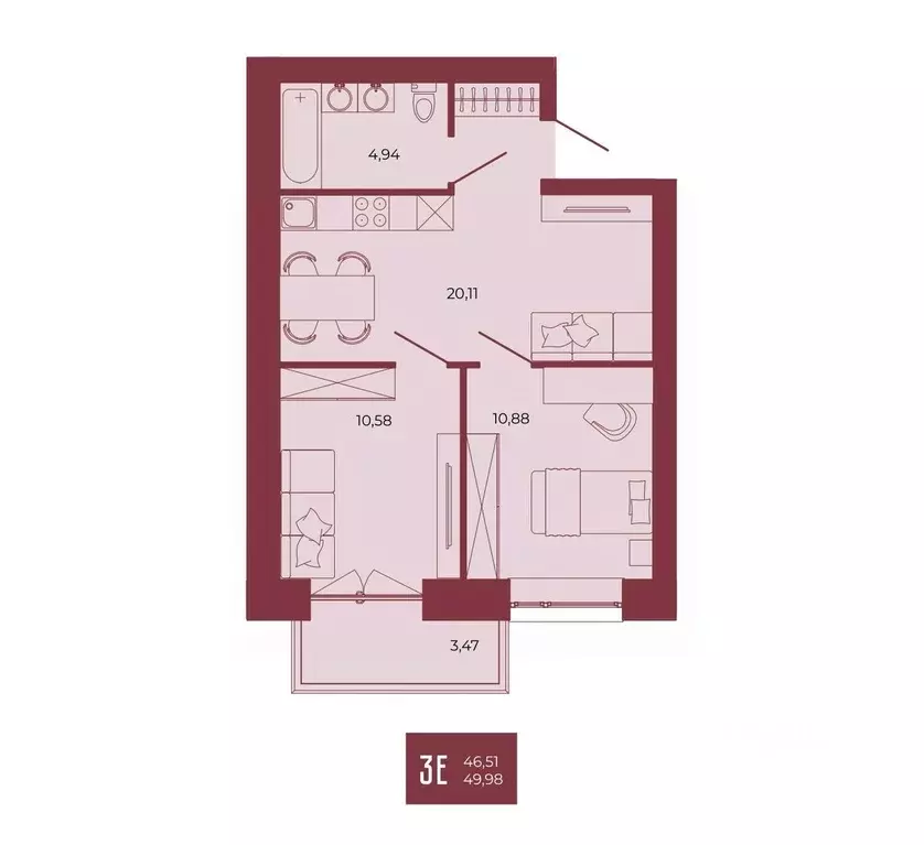 3-к кв. Пензенская область, Пенза ул. Тепличная, 55 (49.98 м) - Фото 1