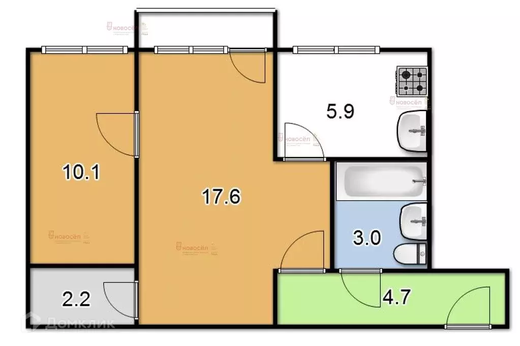 Продаётся 2-к квартира, 43.7 м - Фото 1