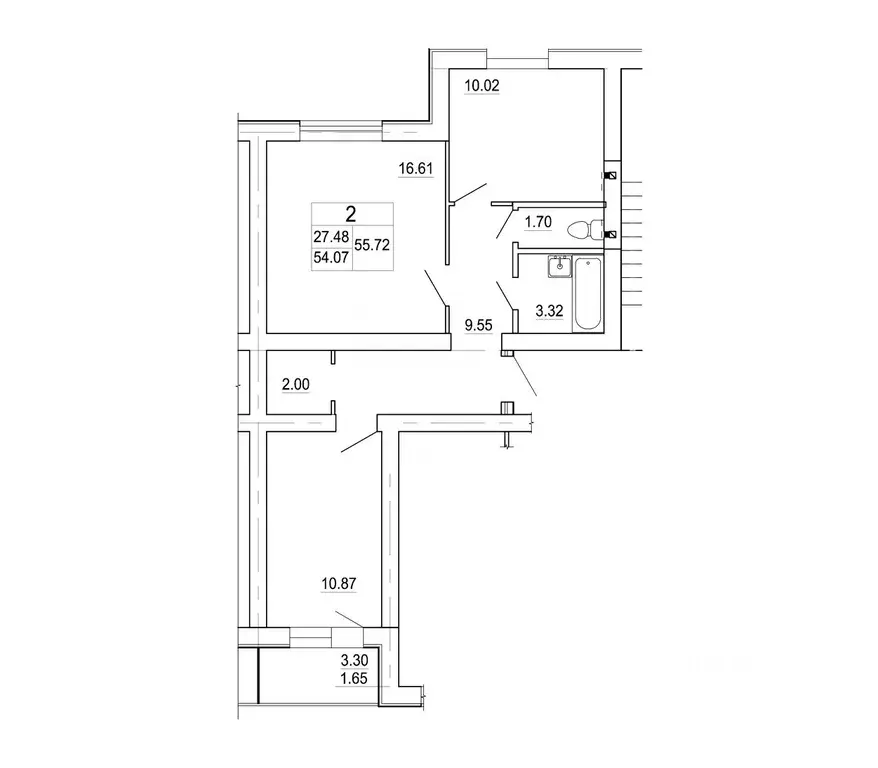 2-к кв. Ленинградская область, Коммунар г. Гатчинский муниципальный ... - Фото 1