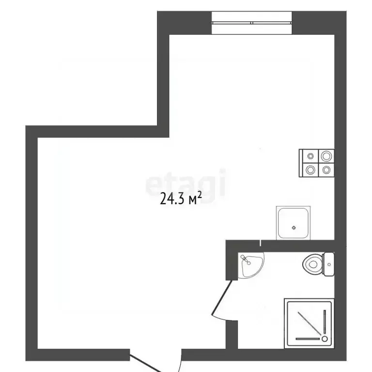 Студия Томская область, Томск ул. Мичурина, 99Ас3 (25.0 м) - Фото 2