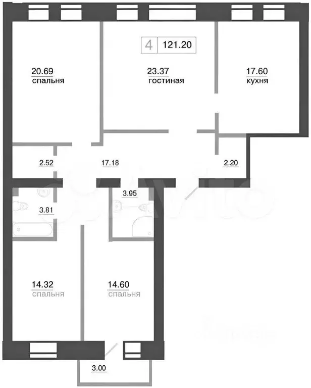 4-к. квартира, 123 м, 5/7 эт. - Фото 0
