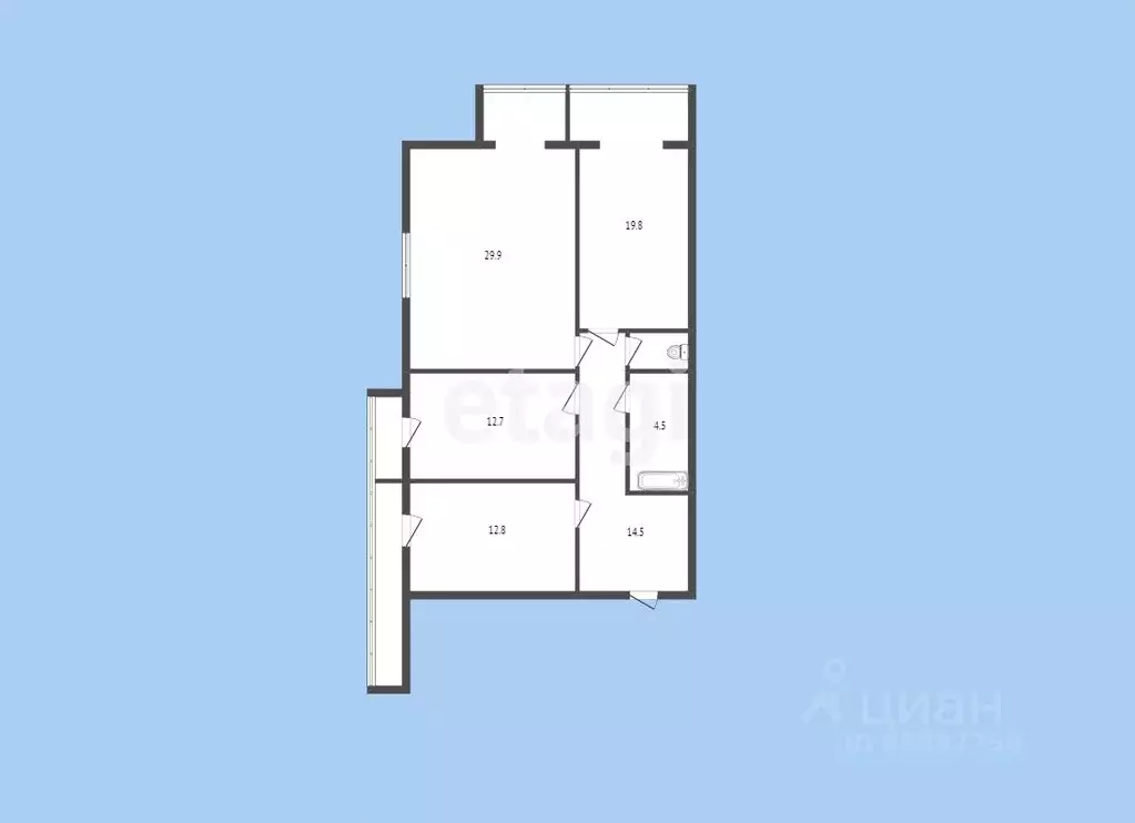 3-к кв. Карачаево-Черкесия, Черкесск ул. Космонавтов, 21А (95.8 м) - Фото 1