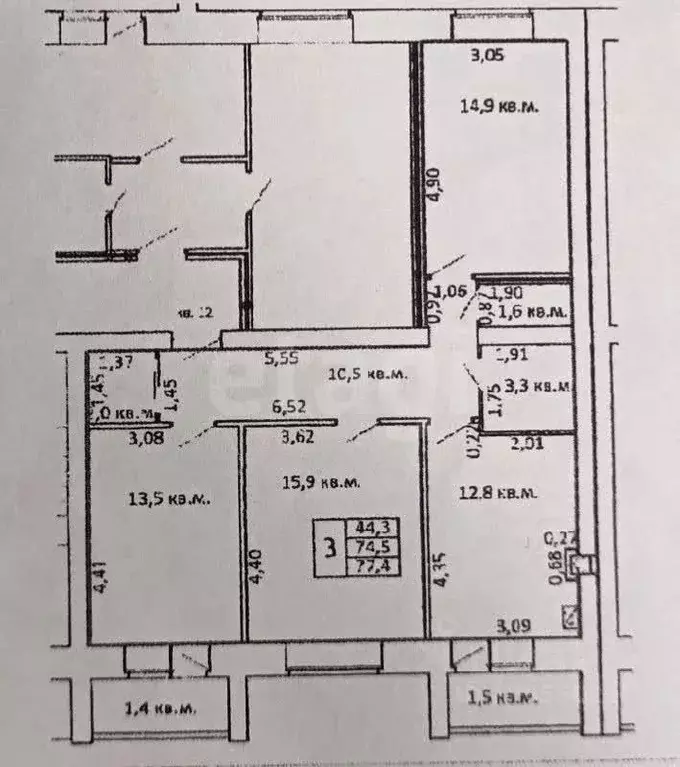 3-к кв. Костромская область, Кострома Жужелинская ул., 30 (76.0 м) - Фото 2