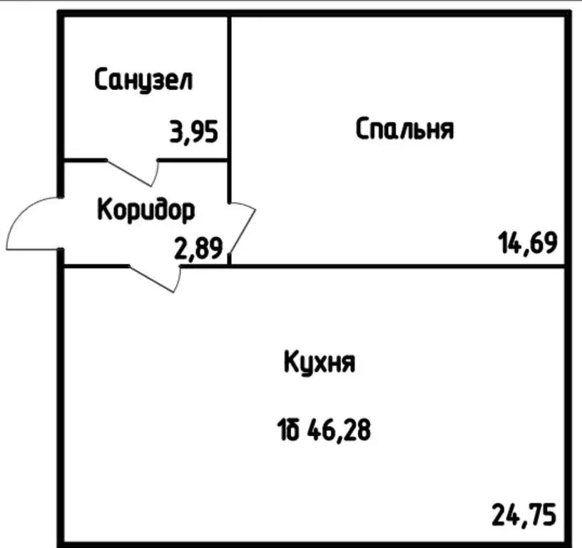 Продаётся 1-к квартира, 46.3 м - Фото 1