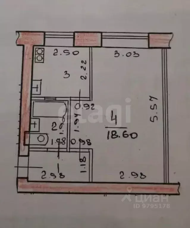 1-к кв. Татарстан, Казань Октябрьская ул., 5 (30.2 м) - Фото 2