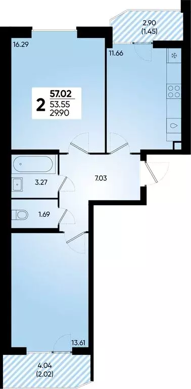 2-комнатная квартира: Краснодар, Боспорская улица, 14 (57.02 м) - Фото 0