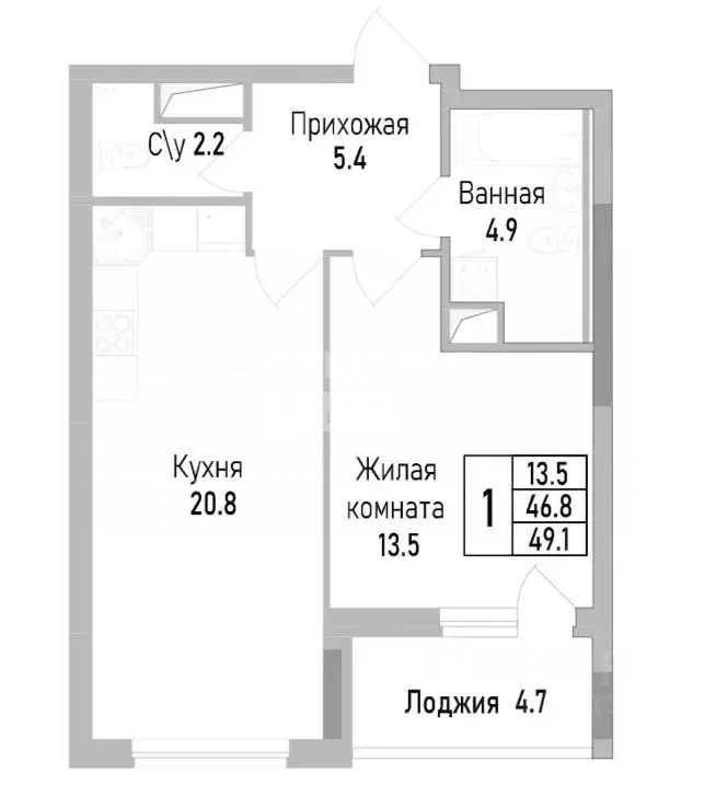 1-к кв. Липецкая область, Липецк ул. Тельмана, 120 (49.1 м) - Фото 2