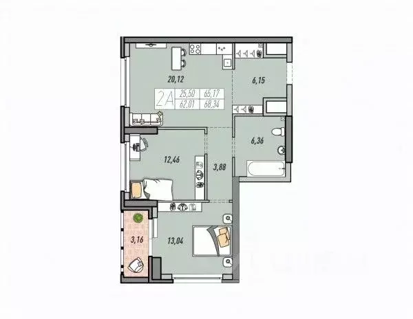 2-к кв. Свердловская область, Екатеринбург ул. Печатников, 5 (65.175 ... - Фото 1