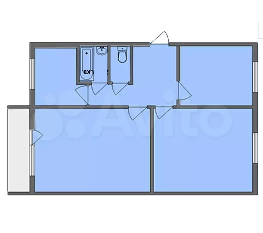 3-к. квартира, 63,5 м, 4/5 эт. - Фото 0