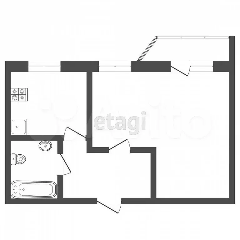1-к. квартира, 31,2 м, 9/9 эт. - Фото 0