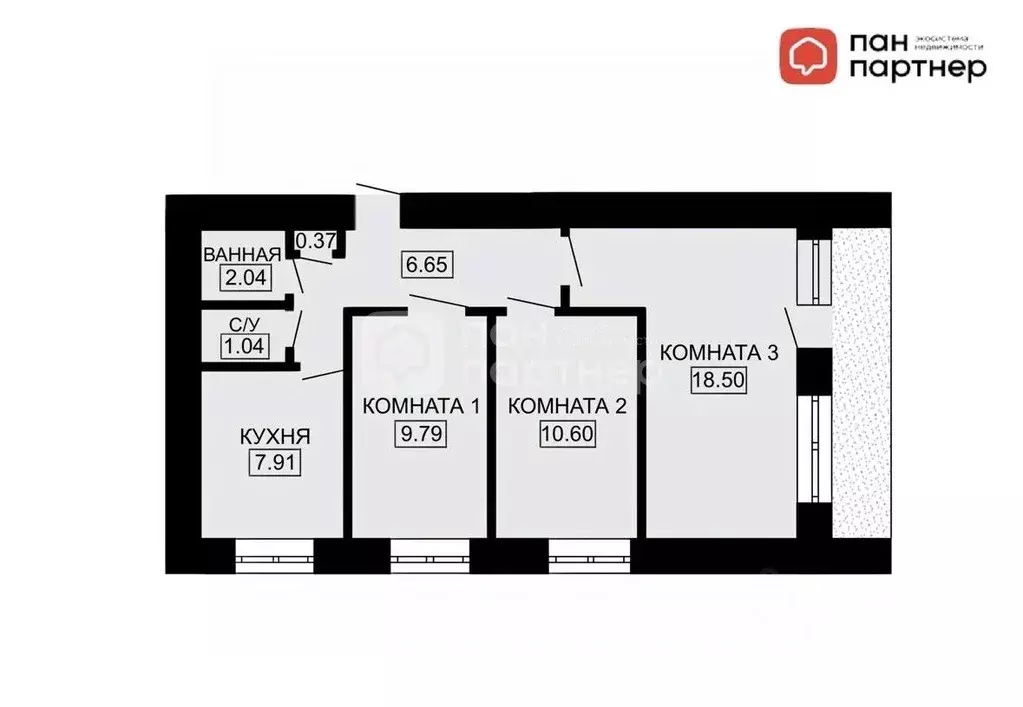 3-к кв. Санкт-Петербург Гражданский просп., 86К1 (56.9 м) - Фото 2