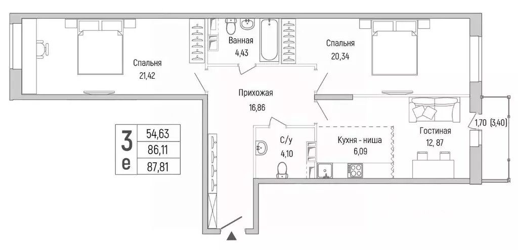 3-к кв. Московская область, Красногорск городской округ, д. Бузланово  ... - Фото 0