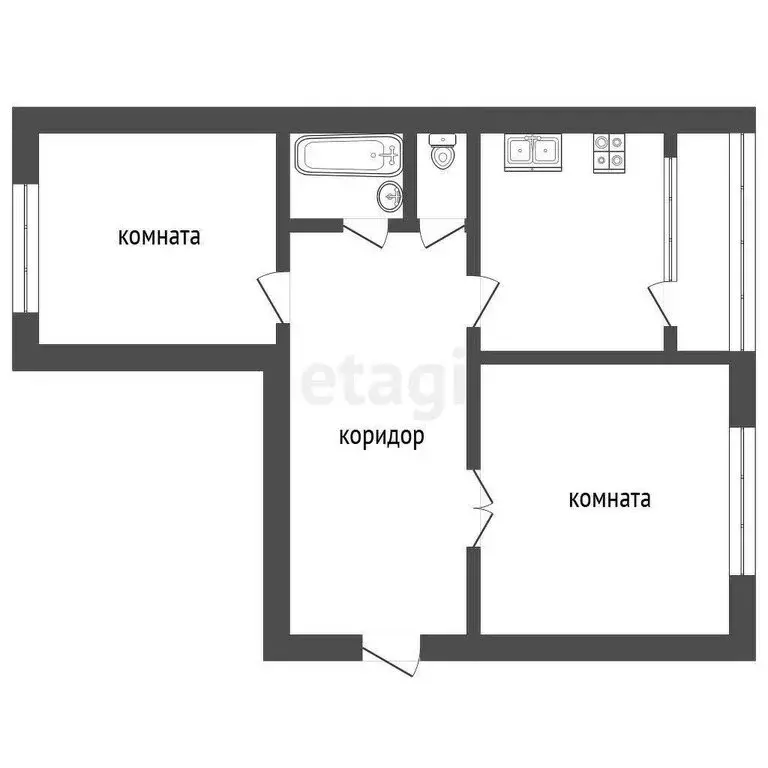 2-комнатная квартира: Заводоуковск, Сибирская улица, 3 (46.6 м) - Фото 1