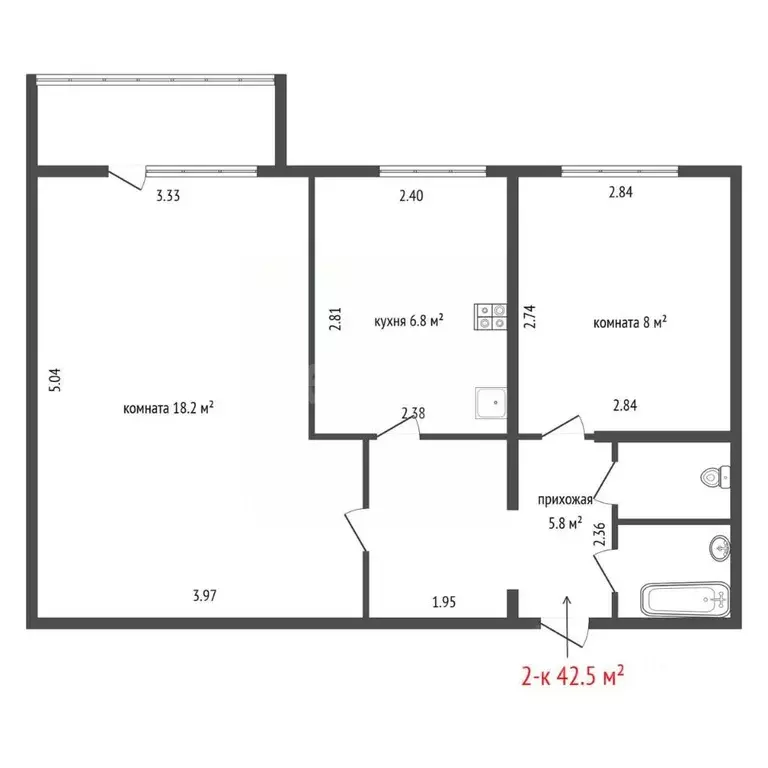 2-к кв. Свердловская область, Екатеринбург ул. Крауля, 75к1 (42.5 м) - Фото 2