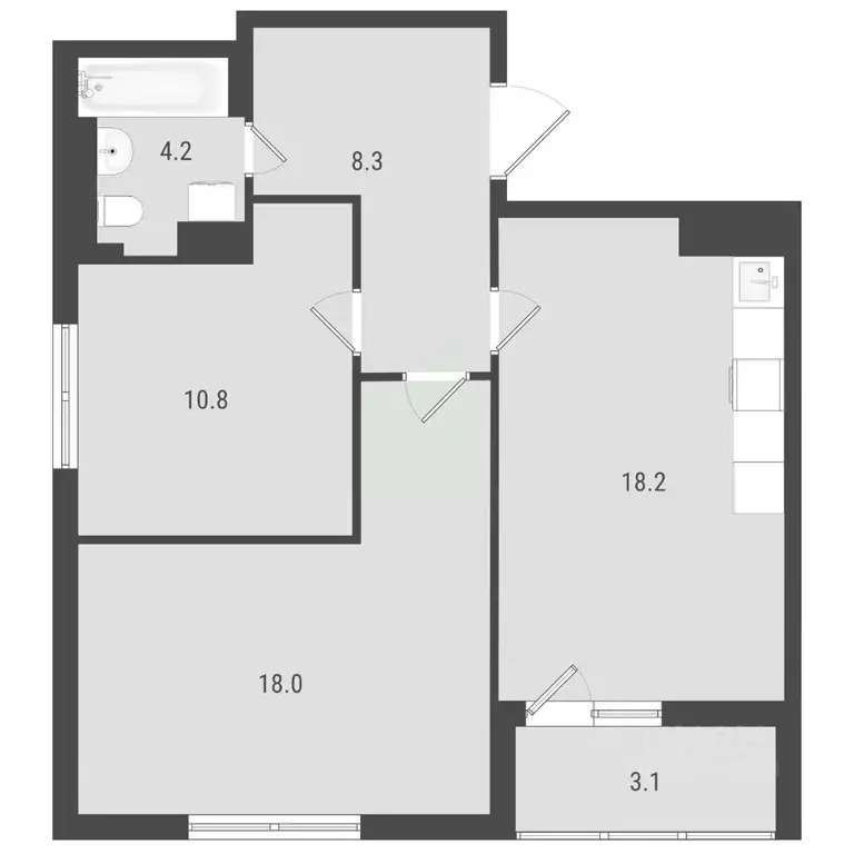 2-к кв. Самарская область, Самара АмГрад жилой комплекс (61.0 м) - Фото 1