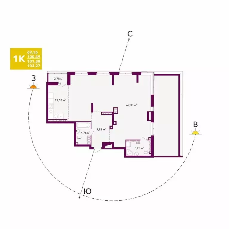 Квартира-студия: Екатеринбург, проспект Космонавтов, 103А (101.88 м) - Фото 1