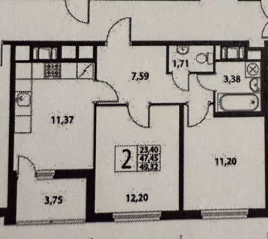 2-к кв. Ленинградская область, Всеволожский район, Заневское городское ... - Фото 2