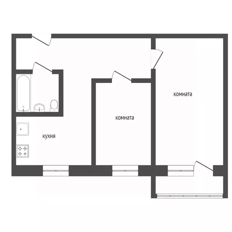 2-к кв. Курганская область, Курган просп. Конституции, 67 (26.1 м) - Фото 2
