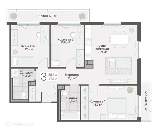 Продаётся 3-к квартира, 81.8 м - Фото 0