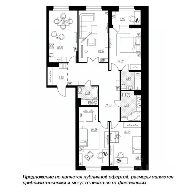 4-к кв. Санкт-Петербург проезд Петровская коса, 6к1 (135.0 м) - Фото 0