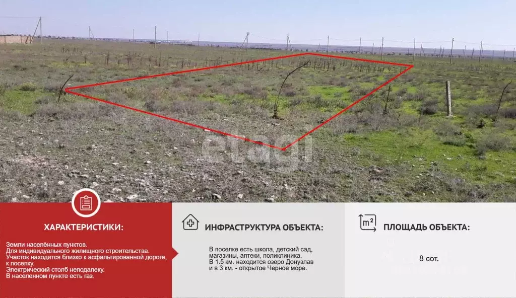 Участок в Крым, Черноморский район, Медведевское с/пос, с. Медведево ... - Фото 2