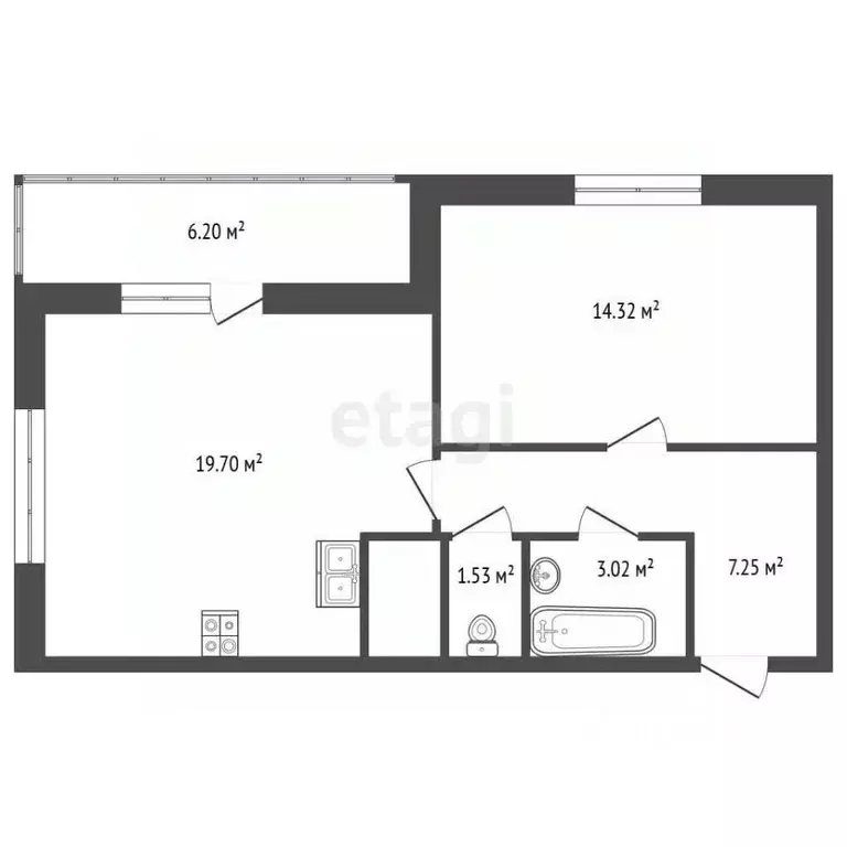 1-к кв. Санкт-Петербург ул. Архивная, 6 (45.82 м) - Фото 1