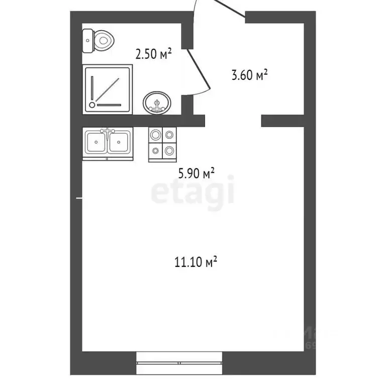 Студия Москва пос. Коммунарка, ул. Александры Монаховой, 87к2 (23.1 м) - Фото 1