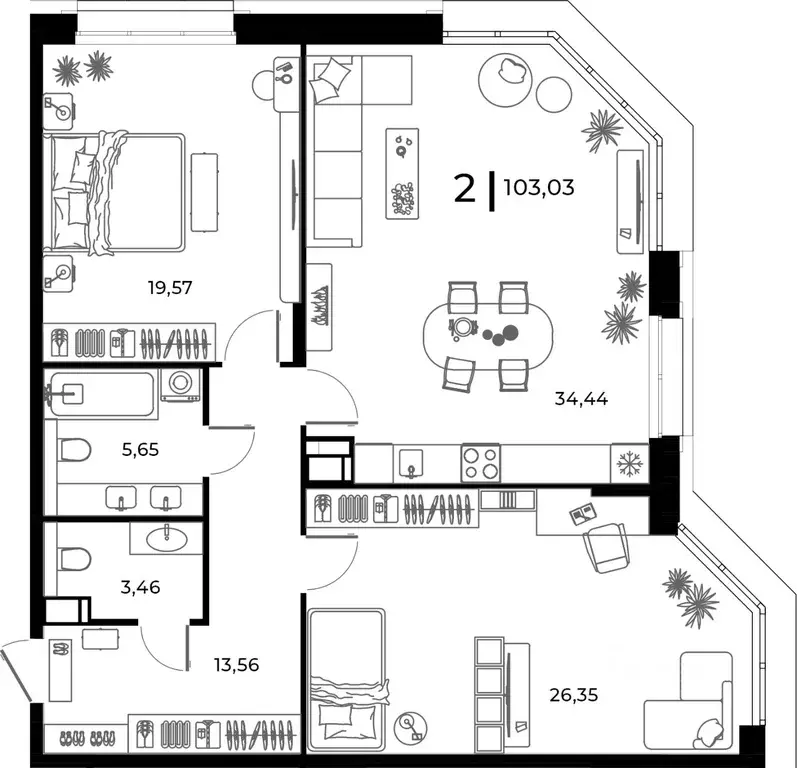 2-к кв. Пензенская область, Заречный Братская ул., 8 (103.03 м) - Фото 0