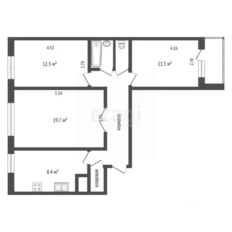 3-к кв. Москва Марксистская ул., 5 (65.3 м) - Фото 1