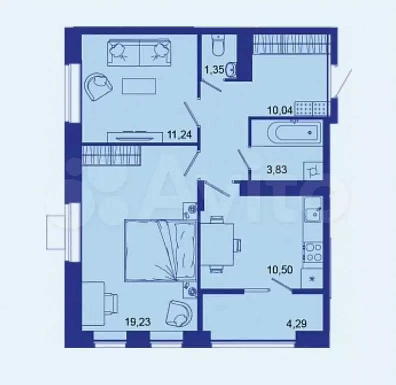 2-к. квартира, 60,6 м, 15/16 эт. - Фото 1