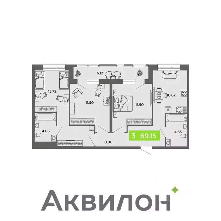 3-к кв. Архангельская область, Архангельск проезд Приорова, 4с1 (69.15 ... - Фото 0