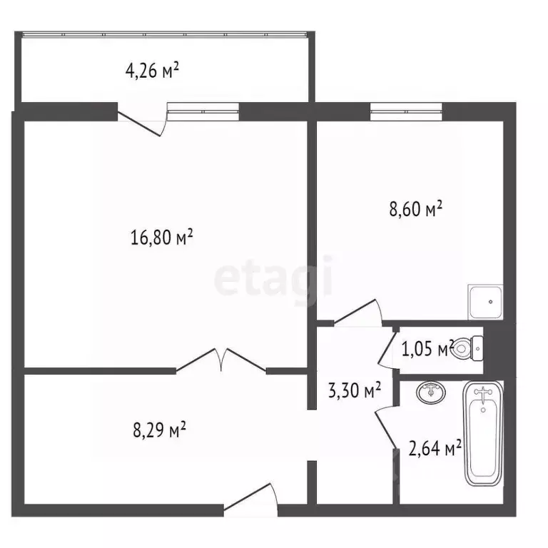 1-к кв. Красноярский край, Красноярск Северный мкр, пер. ... - Фото 2