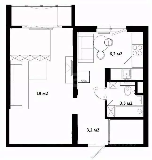 1-к кв. Башкортостан, Уфа Баязита Бикбая ул., 41 (33.0 м) - Фото 2