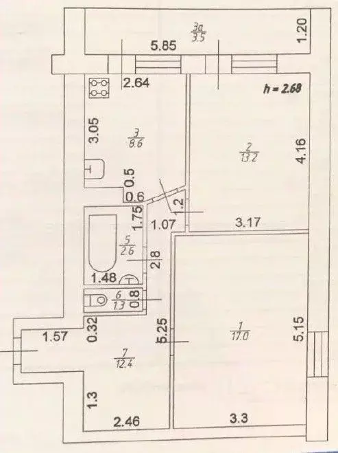 2-к кв. Татарстан, Казань ул. Сафиуллина, 32а (55.1 м) - Фото 2