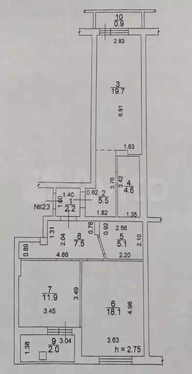 2-к. квартира, 74,6 м, 4/10 эт. - Фото 0