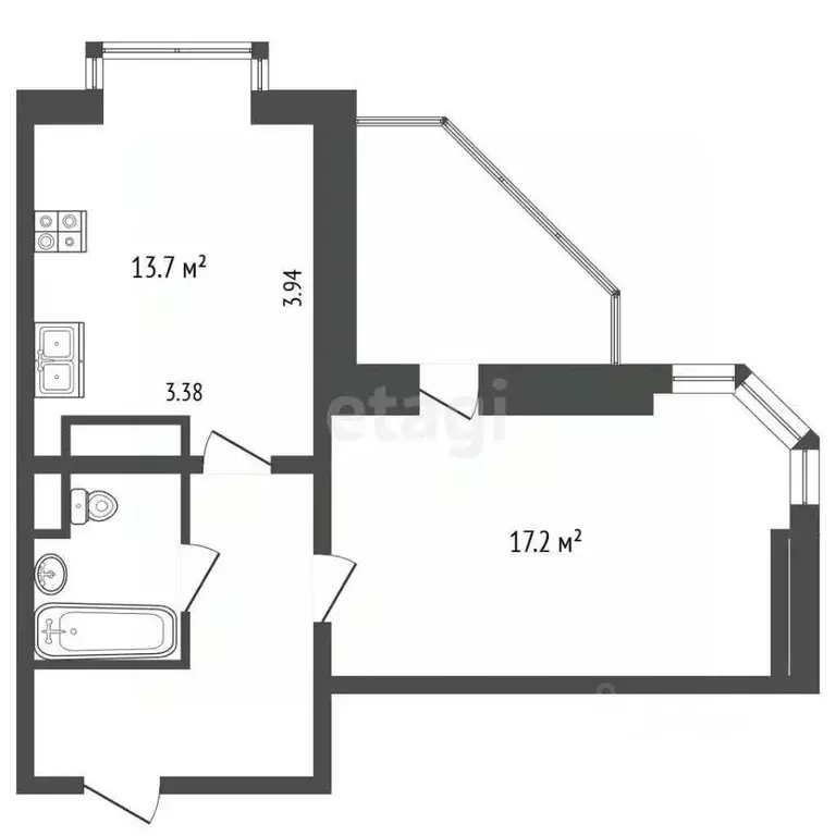 1-к кв. Московская область, Балашиха Железнодорожный мкр, просп. ... - Фото 2