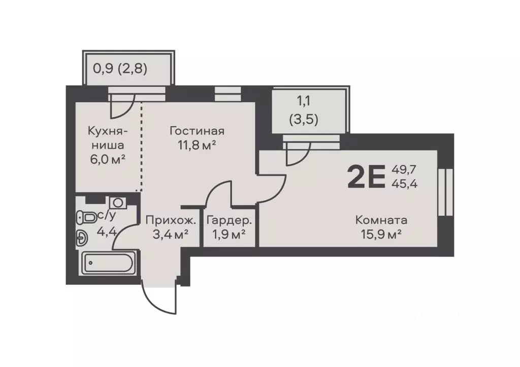 2-к кв. Пермский край, Пермь ул. Подводников (45.4 м) - Фото 1