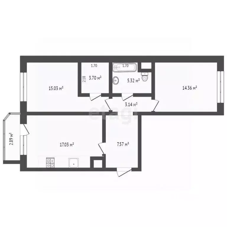 2-к кв. Тюменская область, Тюмень ул. Николая Никитина, 2 (67.3 м) - Фото 1