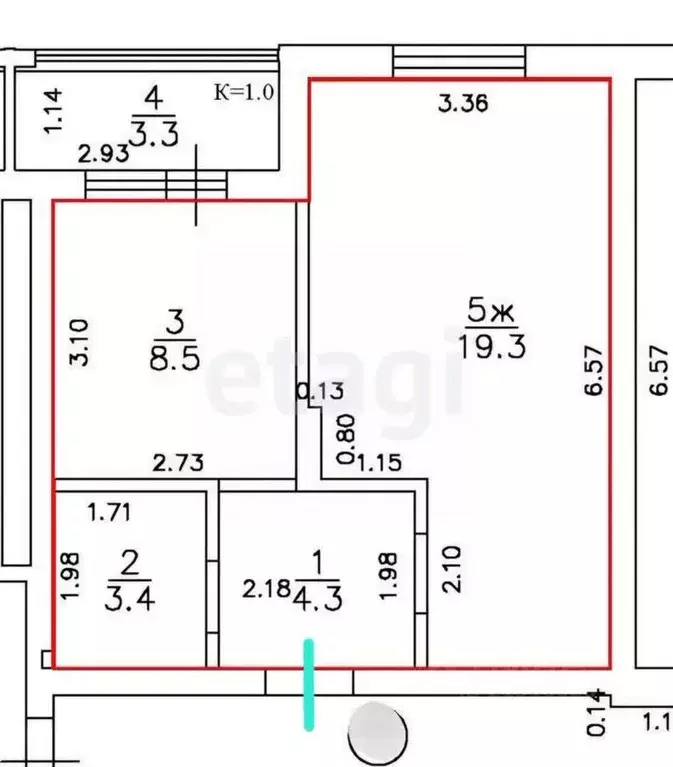 1-к кв. Калининградская область, Зеленоградский муниципальный округ, ... - Фото 2