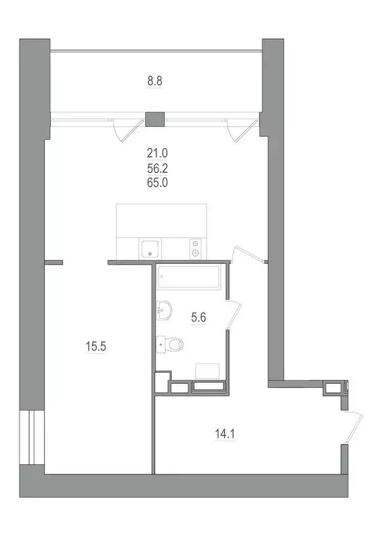1-комнатная квартира: Зеленогорск, Приморское шоссе, 570Л (65 м) - Фото 0